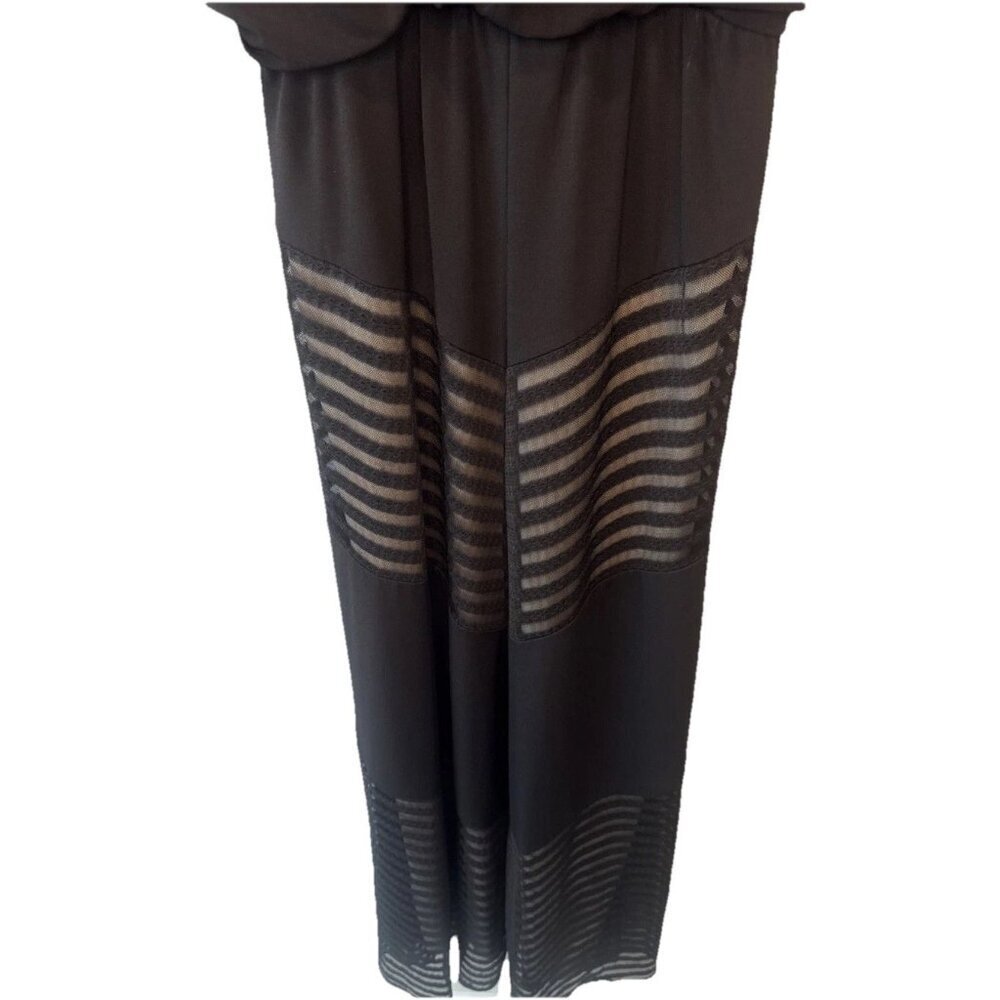 London Times Womens Black Mesh Halter Maxi Dress Sz 4P Whimsigoth Witchy Fairy‎ - Picture 8 of 11